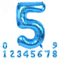 Toniful 40 Inch Blue Large Numbers Balloon 0-9 Birthday Party Decorations,Foil Mylar Big Number 5 Balloon Digital 5 For Birthday