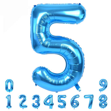 Toniful 40 Inch Blue Large Numbers Balloon 0-9 Birthday Party Decorations,Foil Mylar Big Number 5 Balloon Digital 5 For Birthday