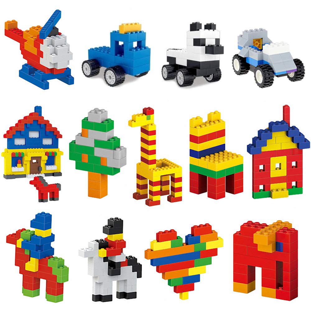 560 Pieces Building Bricks Kit with Wheels, Tires, Axles, Windows, and Doors Basic Bulk Block - Random Color - Compatible with L