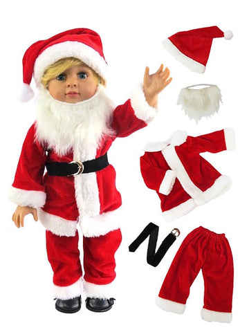 American Fashion World Santa Claus Christmas Outfit for 18-Inch Dolls | enhanced Quality & Trendy Design | Dolls Clothes | Outfit Fashions for Dolls for Popular Brands