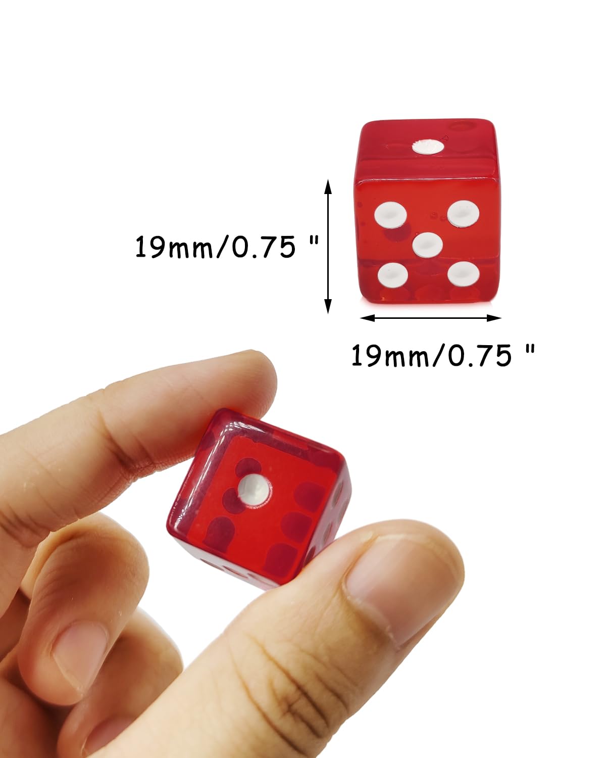 micoshop 10 Pcs 19mm 6 Sided Dice D6 RPg D&D game Transparent Red + Bag Set