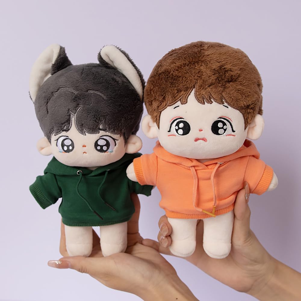 Niannyyhouse 20Cm Plush Doll Clothes Elastic Solid Sportswear Suits Hoodie Pants Soft Stuffed Plush Toy Dress Up Accessories (Wh