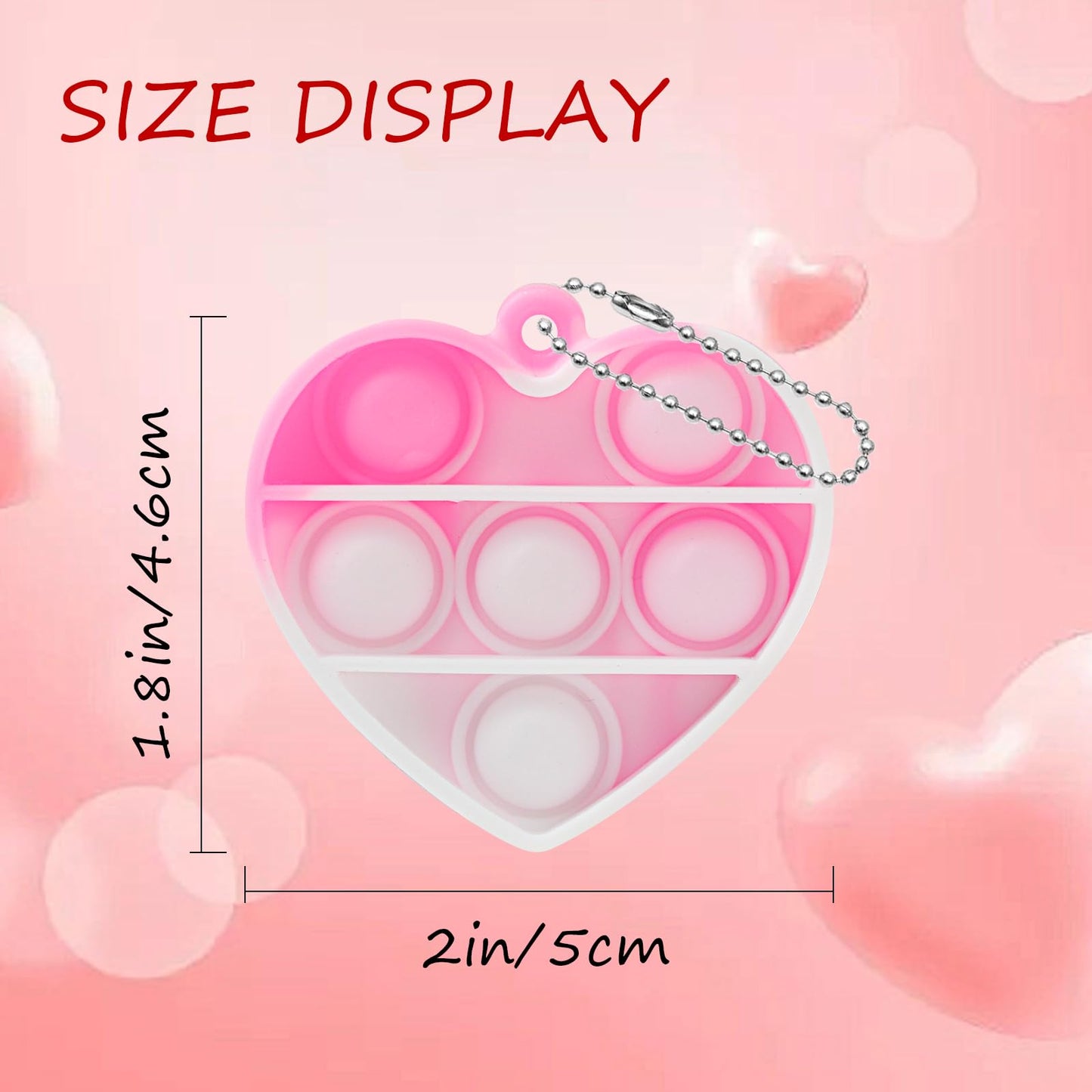 36Pcs Valentines Day Pop Bubble Fidget Sensory Toys Mini Pop It Keychain Rainbow Silicone Simple Fidget Toys Valentines Day Gift