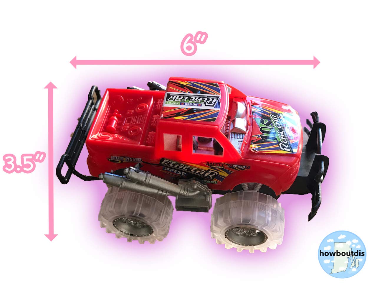 Howboutdis (1) Light Up Monster Truck With Flashing Led Tires & Push N Go Friction For Easy Motion - Great Birthday Gift For Boy