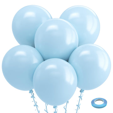 Bezente Pastel Blue Latex Party Balloons - 30 Pack 18 Inch Round Helium Light Blue Baby Blue Balloons For Boys Girls Birthday Ba