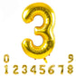 Toniful 40 Inch Gold Large Numbers Balloons0-9,Number 3 Digital Helium Balloons,Foil Mylar Big Number Balloons For Birthday Part