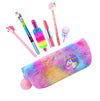 Kobbet Unicorn Stationery 6In1 Set: Water Glitter Pen, Lipstick Pen, Dessert Eraser, Pencil, Fur Pen With Cotton Pouch For Girls