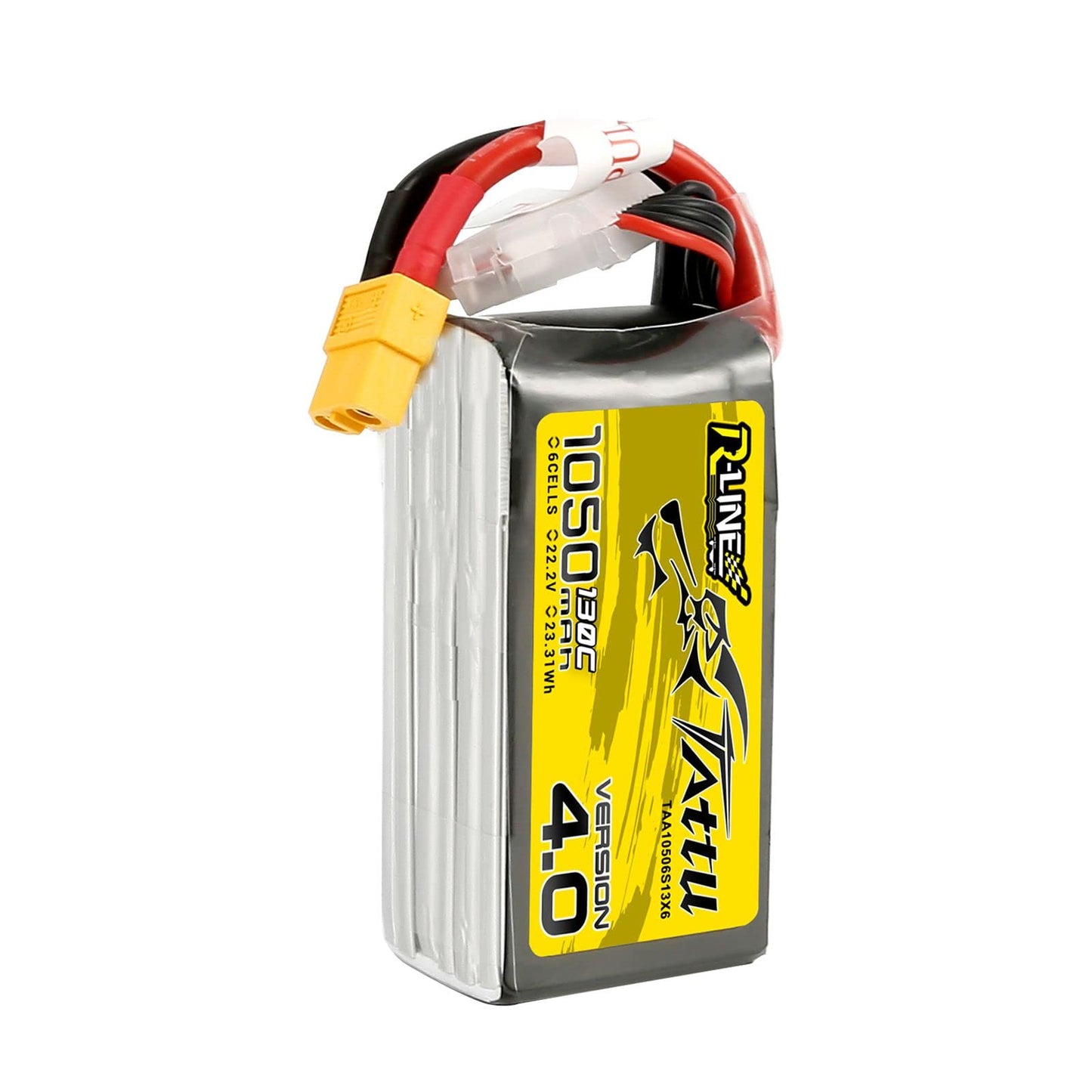 TATTU 6S Lipo Battery R-Line Version 4.0 1050mAh 22.2V 130C Lipo Battery Pack with XT60 Plug for Professional FPV Racing Competi