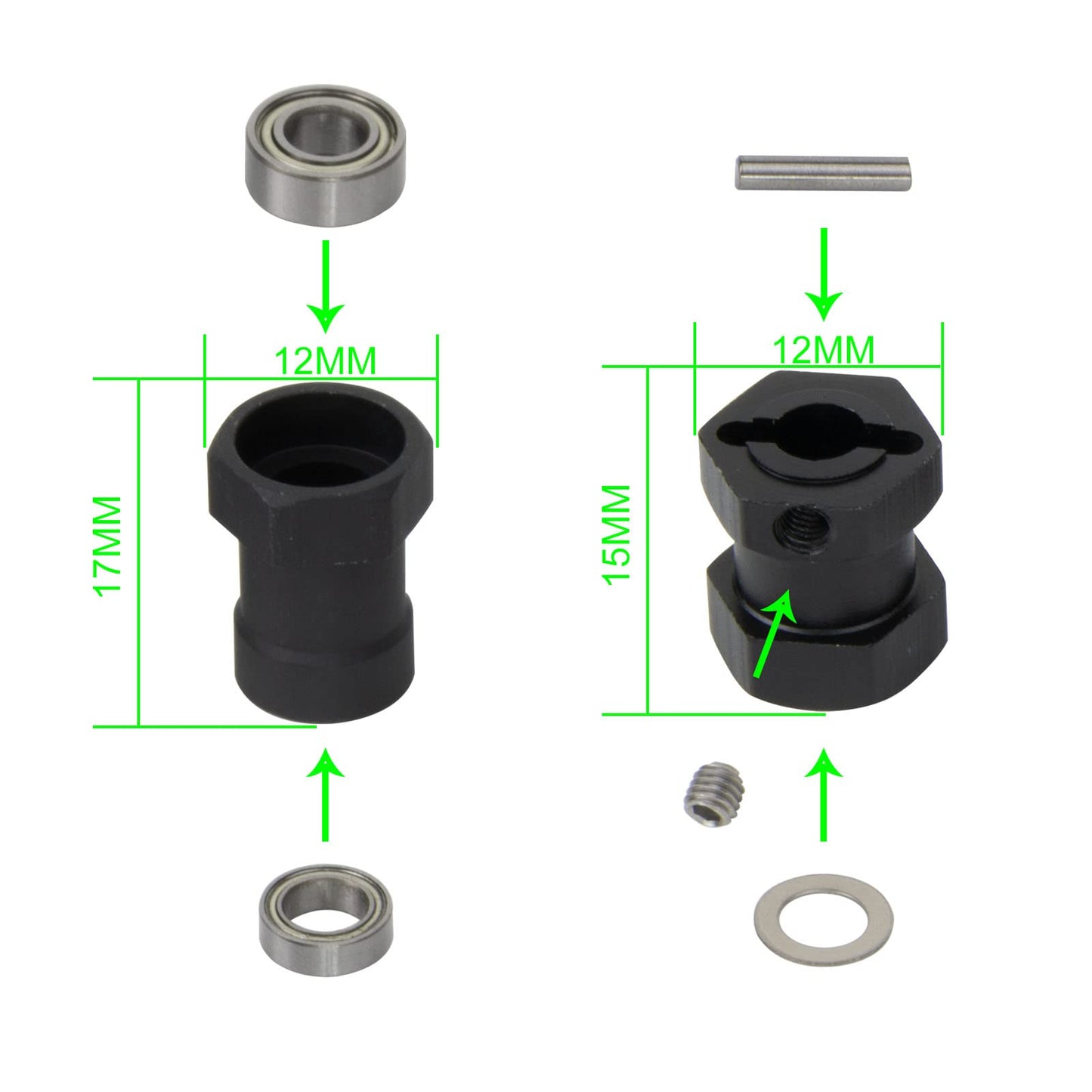 HOBOHY Aluminum 12mm HEX Adapter for Tamiya RC Car CW-01 Lunch Box ORV Monster Beetle Chassis Wheels Rims Combiner Upgrade Parts