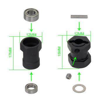 HOBOHY Aluminum 12mm HEX Adapter for Tamiya RC Car CW-01 Lunch Box ORV Monster Beetle Chassis Wheels Rims Combiner Upgrade Parts