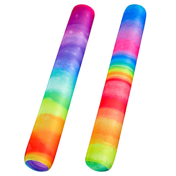 FindUWill 2 Pack Inflatable Swim Pool Noodles - Soft Fabric Covered Large Swim Noodles for mature-themeds  enhanced Buoyancy for Swimming Floating  Pool Floats Toys for Pool Accessories (Colorful)