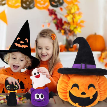 Bunny Chorus My First Halloween Plush Pumpkin Playset, Stuffed Pumpkin With Witch Hat, Stuffed Cat Spider Ghost Candy With Multi Sensory Rattles, For Baby Girls Boys