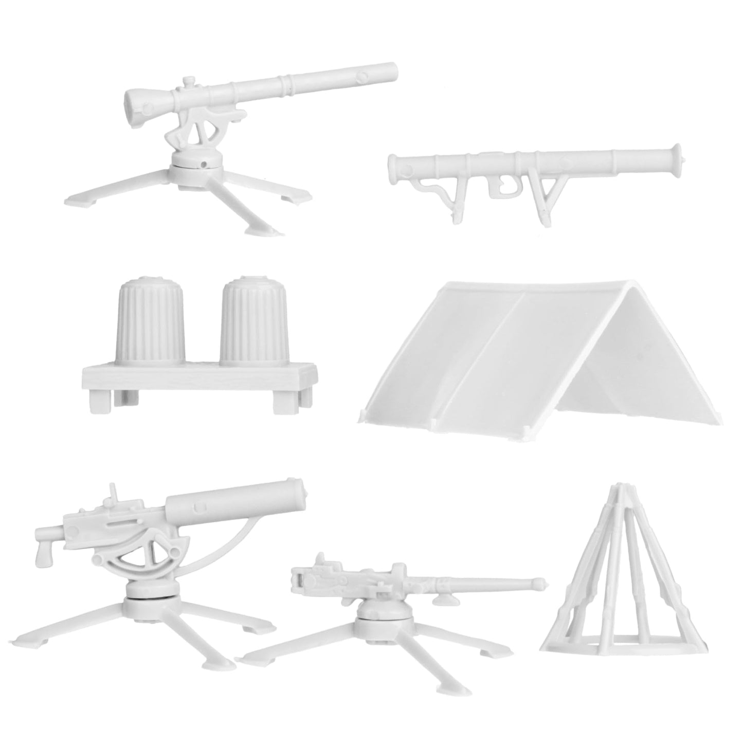 BMC Classic Plastic Army Men Camp Equipment - White 10pc Tents &  US Made