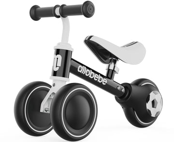 Allobebe Baby Balance Bike, Cute Toddler Bikes 12-36 Months Gifts For 1 Year Old Girl Bike To Train Baby From Standing To Running With Adjustable Seat Silent & Soft 3 Wheels (Black)