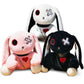WESOPAN Creepy Goth Bunny Plush, 12 inch Crazy Rabbit Plushie Toys, Long Ears Spooky Bunny Stuffed Animal Doll for Easter Hallow