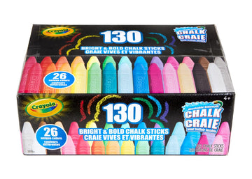 Crayola Washable Sidewalk Chalk Collection, 130ct Anti-Roll Chalk Sticks, 26 Colors, Outdoor Toys for Kids, Ages 4-6