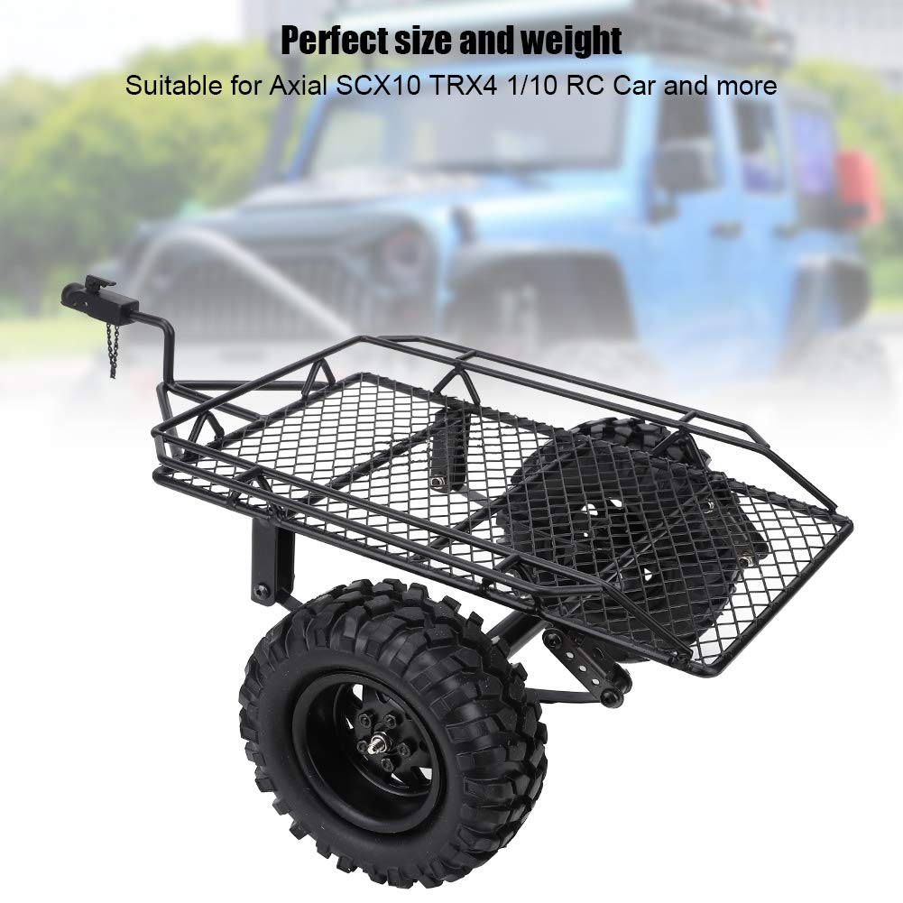 RiToEasysports RC Car Trailer, Metal RC Bucket Trailer Simulation Trailing Car for TRX4 D90 SCX10 CC01 1/10 DIY Parts 1/10 Rc Tr