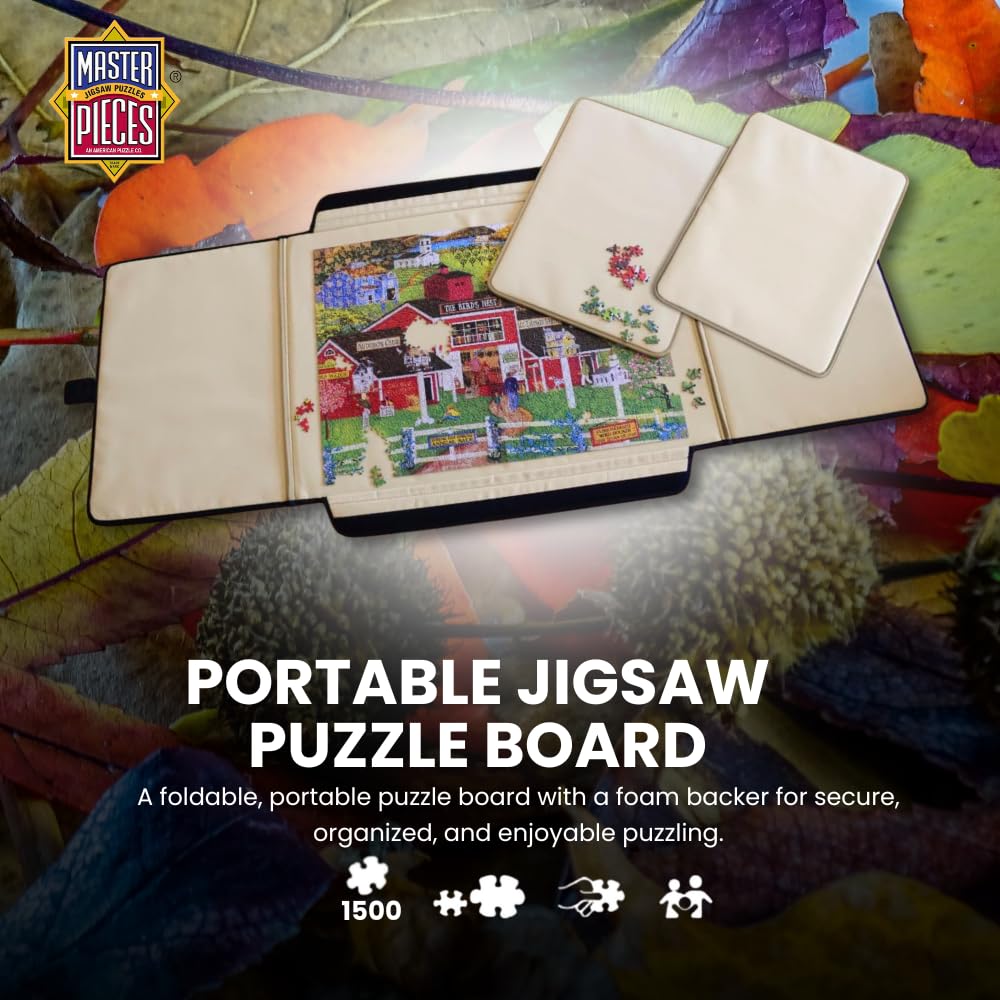 MasterPieces Puzzle - 1500 Piece Portable Jigsaw Puzzle Board - Puzzle Table - Foldable Puzzle Caddy Foam Backer - 23 x 32