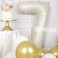 Suwen 40 Inch Cream White Large 7 Number Balloons Big Foil Helium Number Balloons 0-9 Jumbo Happy 7Th Mylar Birthday Party Decor