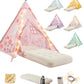 Heypappy 6 Pack Teepee Tent For Kids With Inflatable Airbed, Light, Toddler Tent Children Room Tents, Slumber Party Sleepover Te