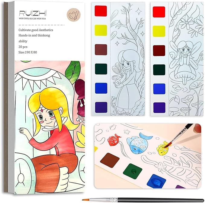 VNSUBM Magic Coloring Water Book Doodle with Magic Pen Painting Board for Children Education Drawing Pad (Random Design) (Pack o