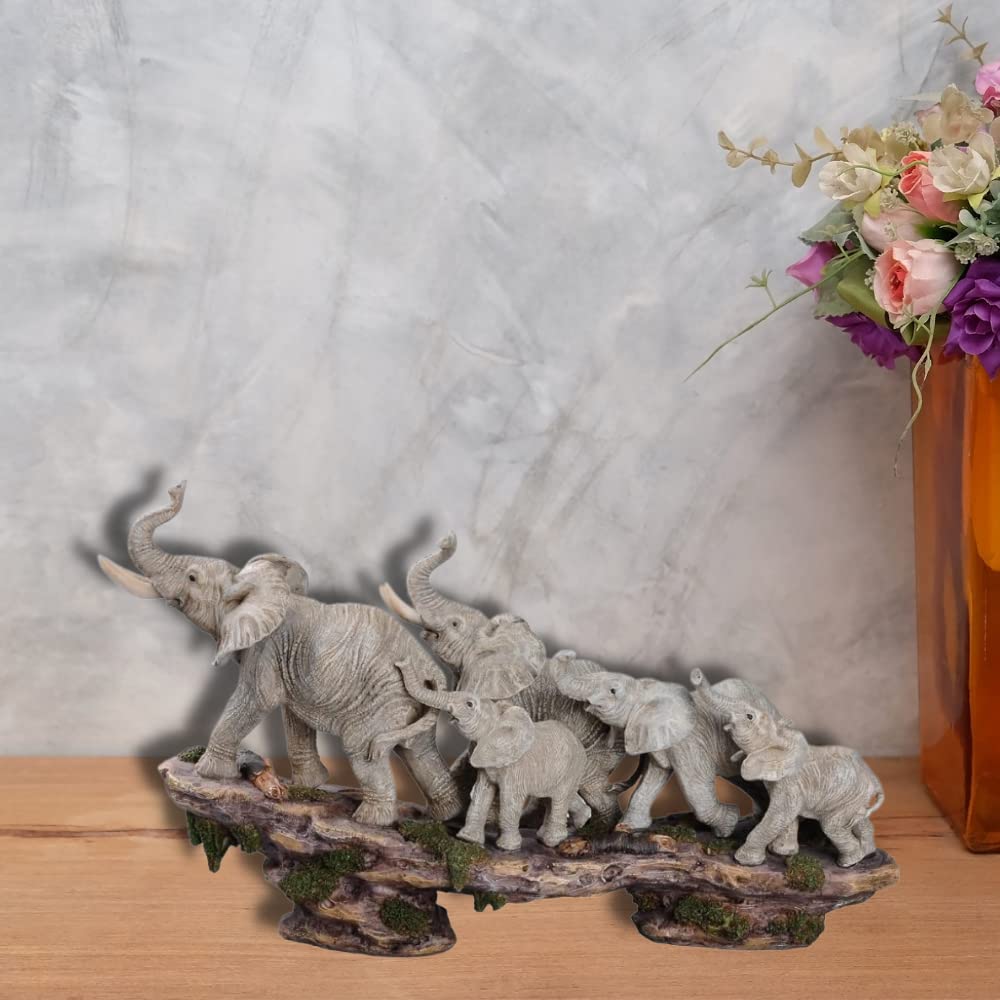 Comfy Hour Our Cute Elephant Friends Collection Wildlife Collection Elephant Family On Cliff Figurine, 10.03 '', Stone Resin