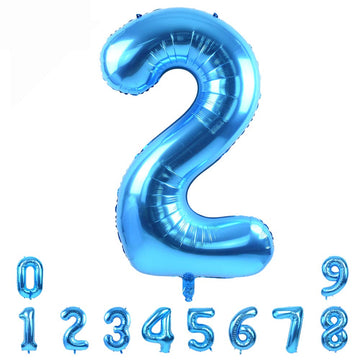 Toniful 40 Inch Blue Large Numbers Balloon 0-9 Birthday Party Decorations,Foil Mylar Big Number 2 Balloon Digital 2 For Birthday
