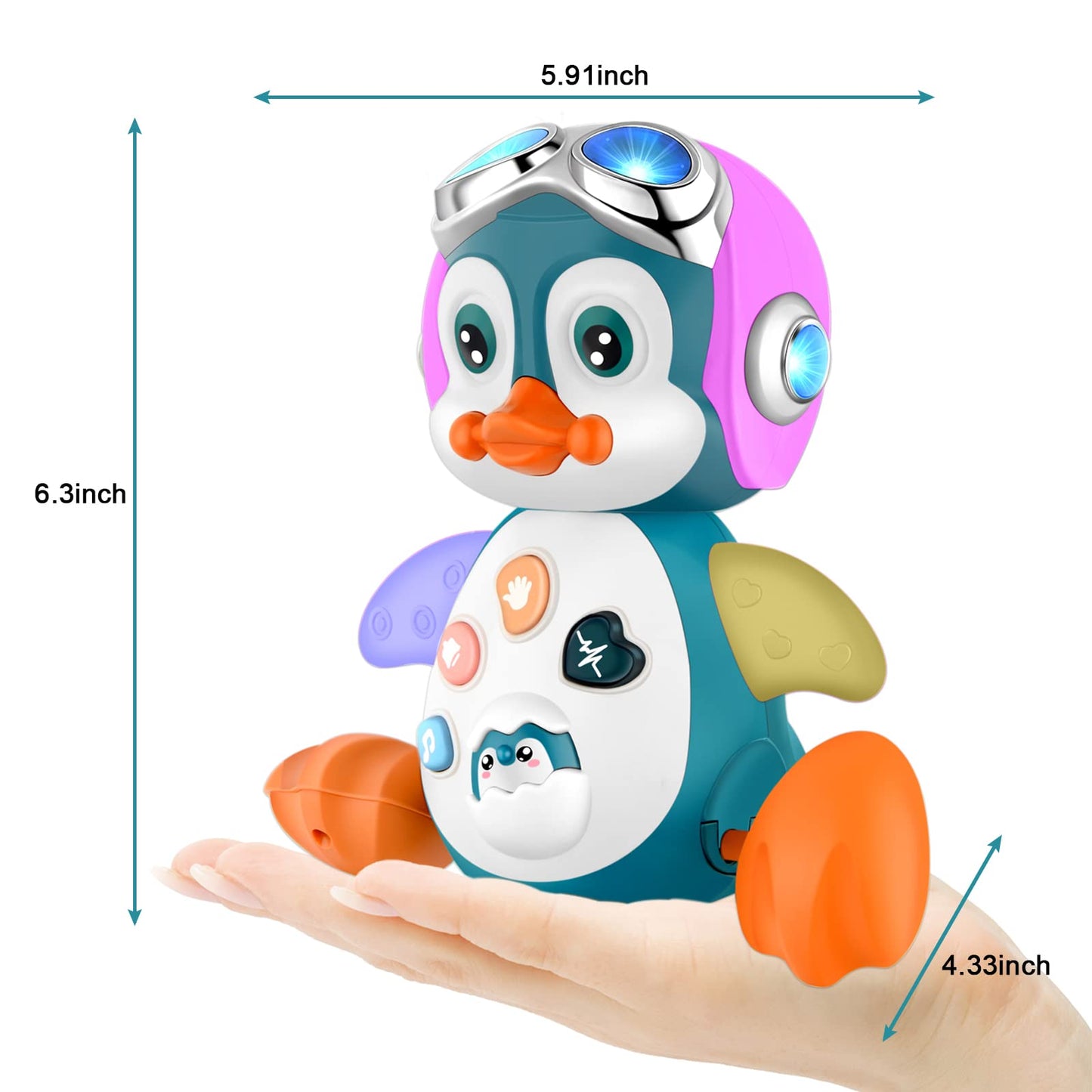 Crawling Penguin Baby Musical Toys, Baby Tummy Time Toys For Infant 0-3 0-6 6-12 12-18 Months Music Learning Crawl Interactive D