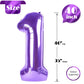 40 Inch Purple 1 Balloon For First Birthday, Purple One 1St Number Balloon Birthday Decorations For Girl Boy Toddler Baby, 10Th