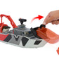 Matchbox Jurassic World Dino Boat Playset with Mosasaurus, Die-Cast Jeep, and Rescue Boat, 14.6" Multicolor, Model JGG61