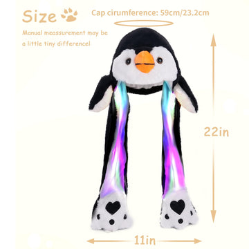Arcimatto Animal Hat Plush Penguin Dress Up Cosplay Party Christmas Holiday Cute Cap for Kids Adults (Black Penguin)