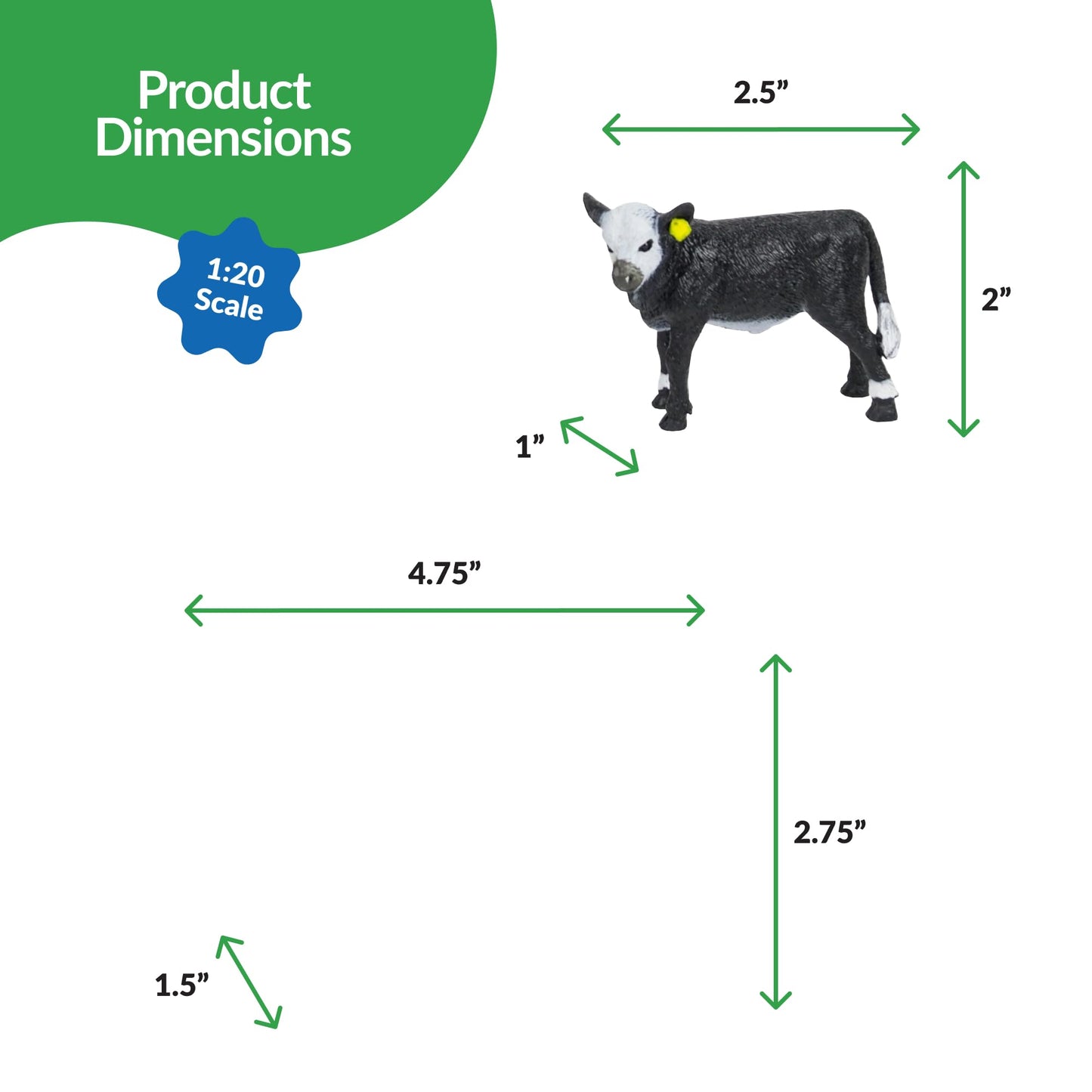 Big Country Toys Black Baldy Cow & Calf - 1:20 Scale - Hand Painted - Farm Toys - Farm Animals