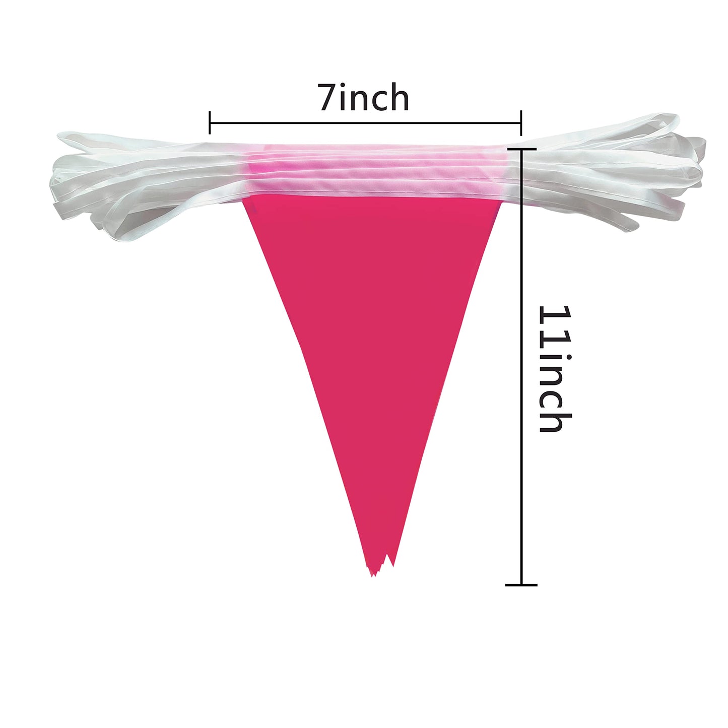 Consummate 100 Feet Rose Pink Pennant Banners Flags String Hanging Triangle Bunting Flags For Grand Opening,Kids Birthday,Party