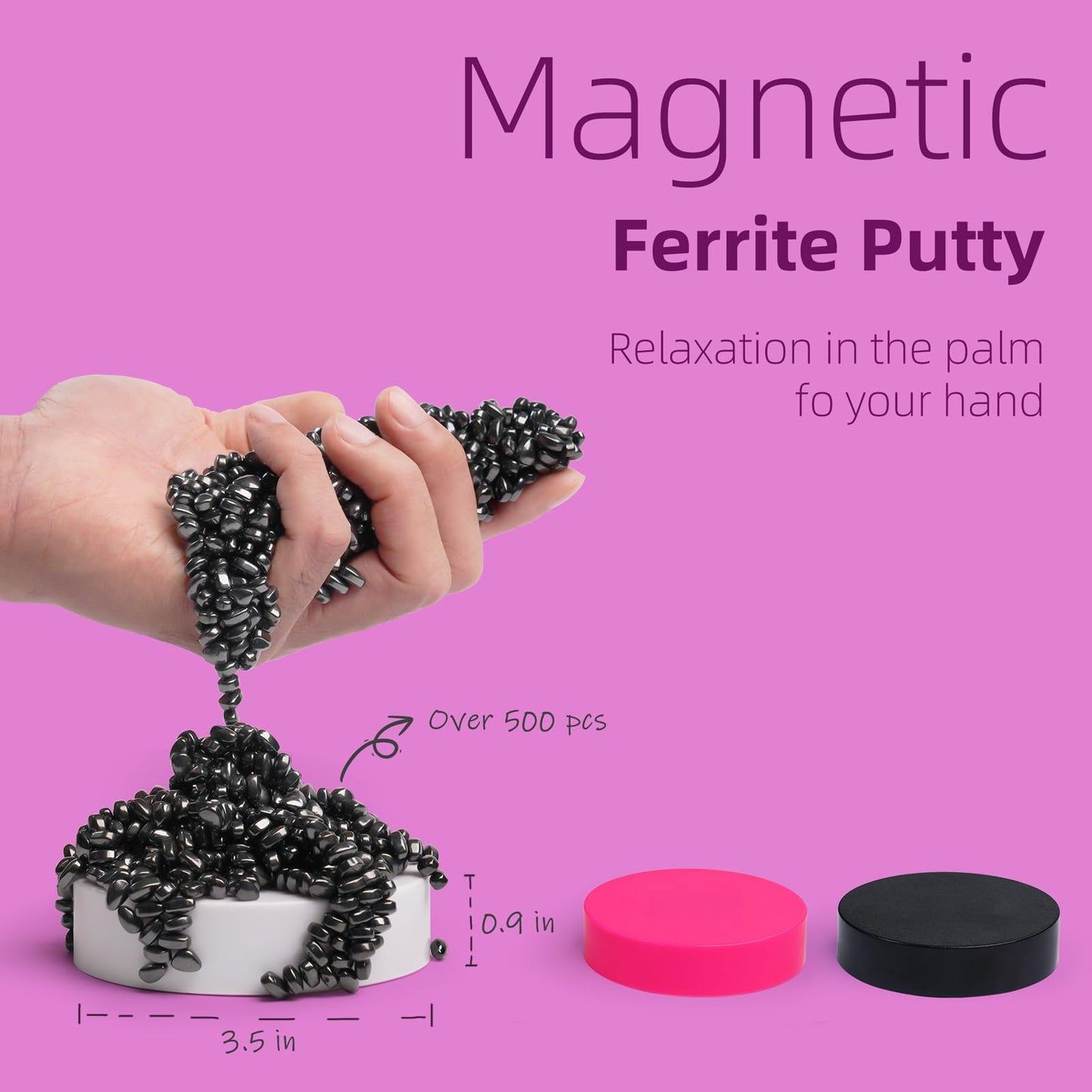 Likee Easy-Shape Ferrite Putty Magnetic Fidget Toys For Men Women Adult Stress Relief, Include Strong Magnet Base & 500+ Black Pebbles, Captivating Desk Decoration Thoughtful Colleague Gifts (Pink)