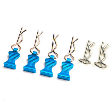 Mohero Metal Rc Body Clips Pins With Pull Tabs For 1/10 Axial Scx10 Rc Model Crawler Car Pack Of 6 (Blue)