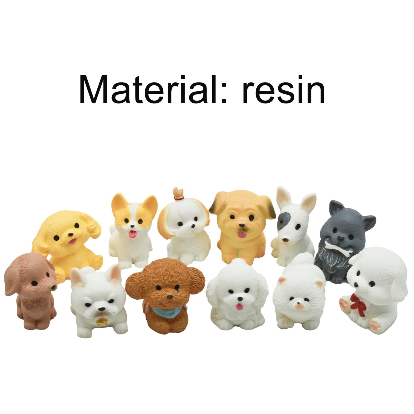 Pinenjoy 12Pcs Mini Dog Figurines Set Little Puppy Figures Cartoon Resin Animals Cake Toppers for DIY Easter Eggs Christmas Birt