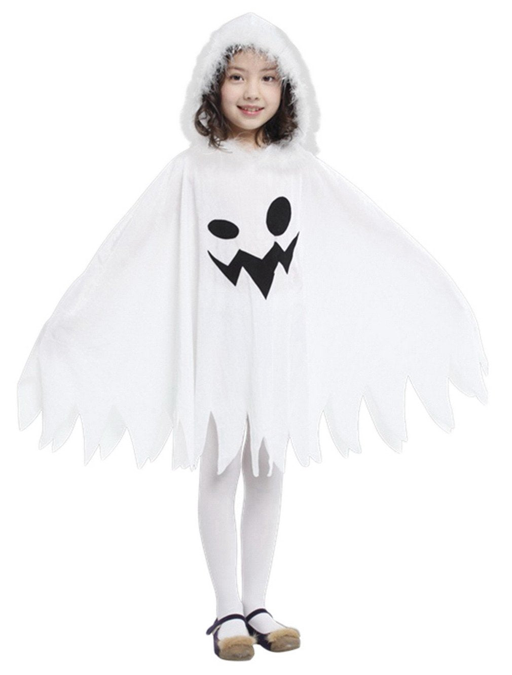 Brcus Kids White Ghost Halloween Cloak Costumes Toddlers Elf Cape Cosplay Role Play 3-4T
