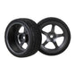Mxfans Grey 5 Spoke Aluminium Alloy Wheel Rims & Black Square Pattern Rubber Tyres Tires For Rc 1:10 On Road Racing Car Set Of 4