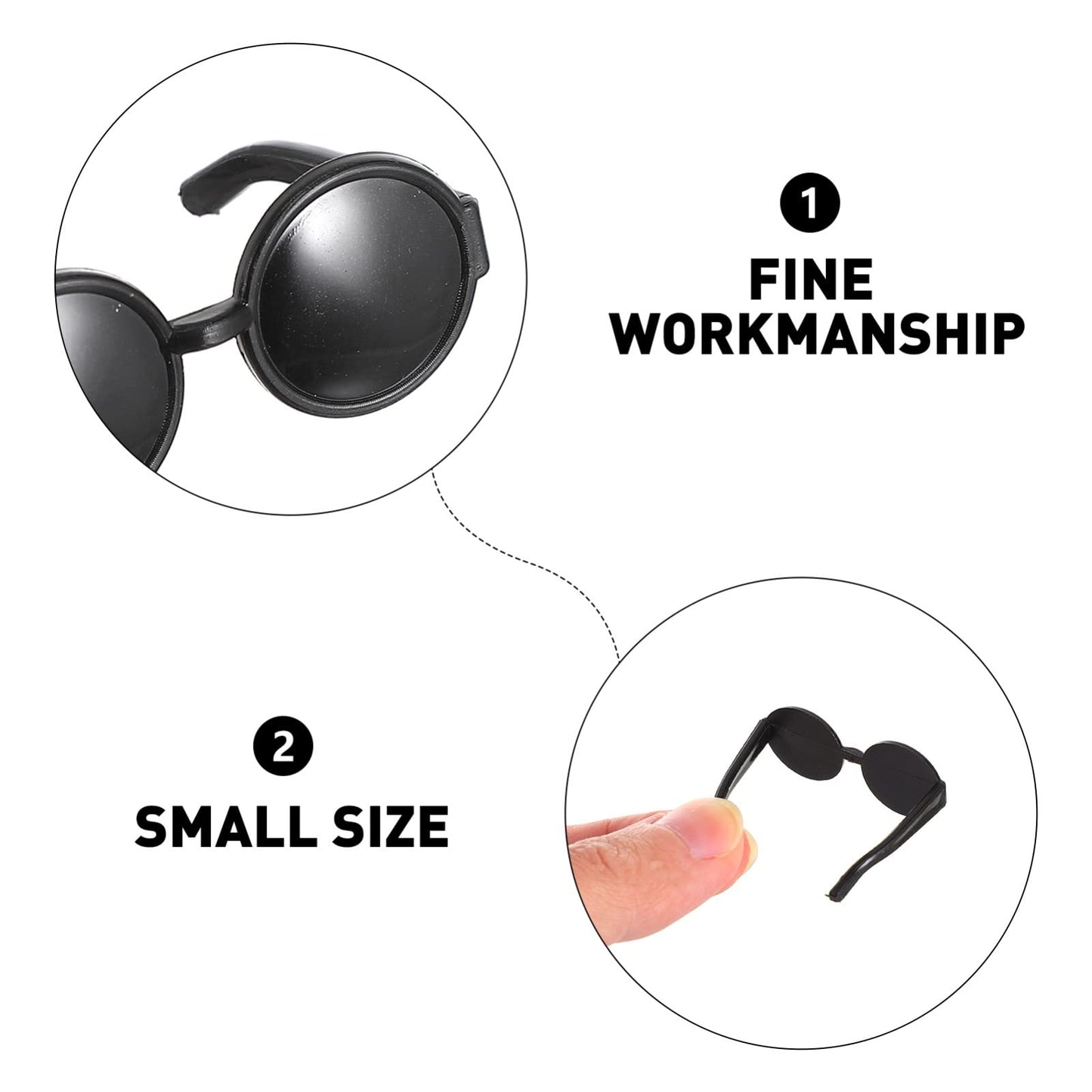 TOYANDONA Mini Sunglasses for Dolls, Black Miniature Sunglasses Bulk Plastic Dressing Glasses Costume Accessories