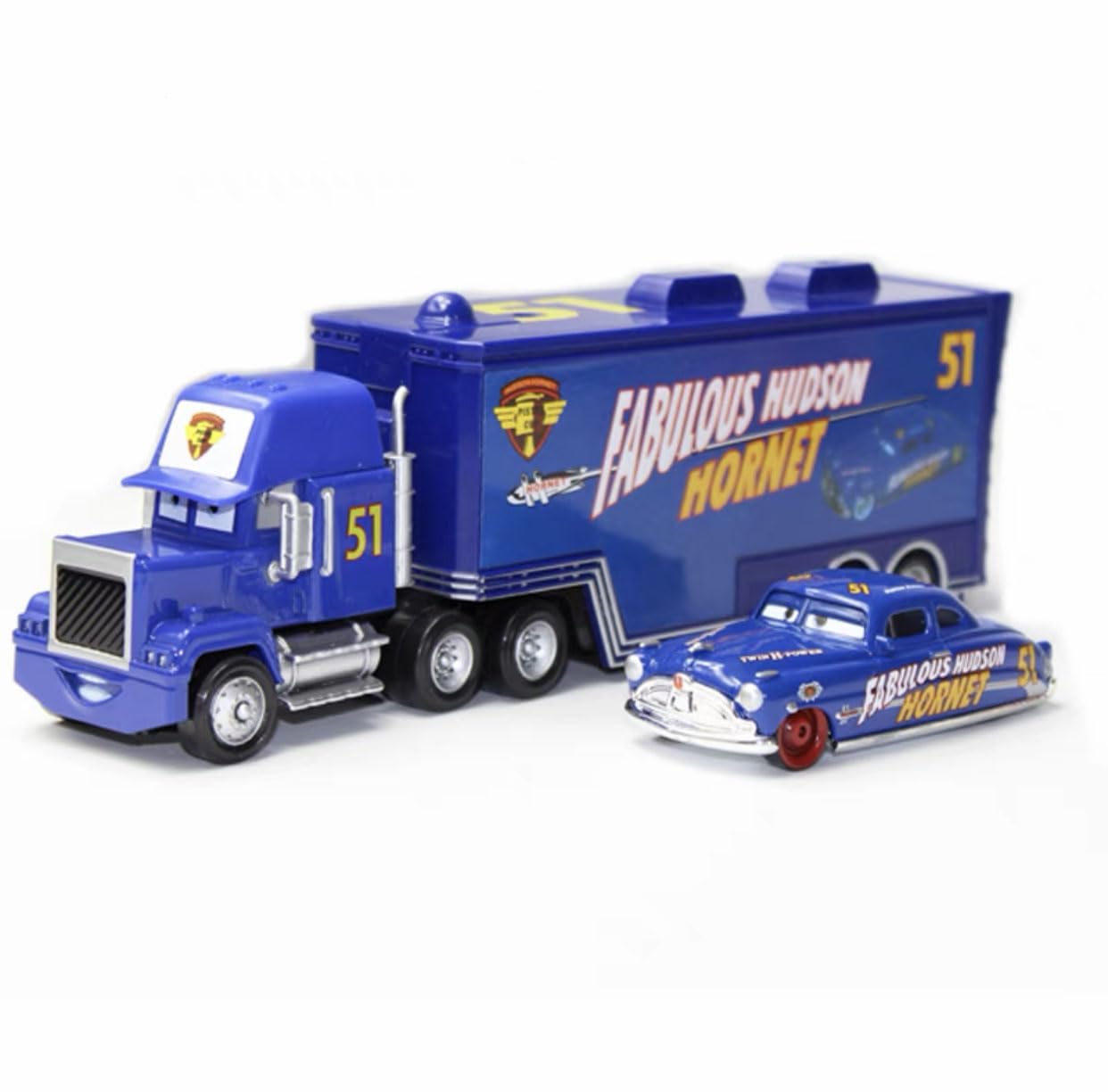 Wltk Movie Cars 2 3 Hauler Truck Champion No.51 & Hudson No.51 Racer Speed 2Pcs Vehicles