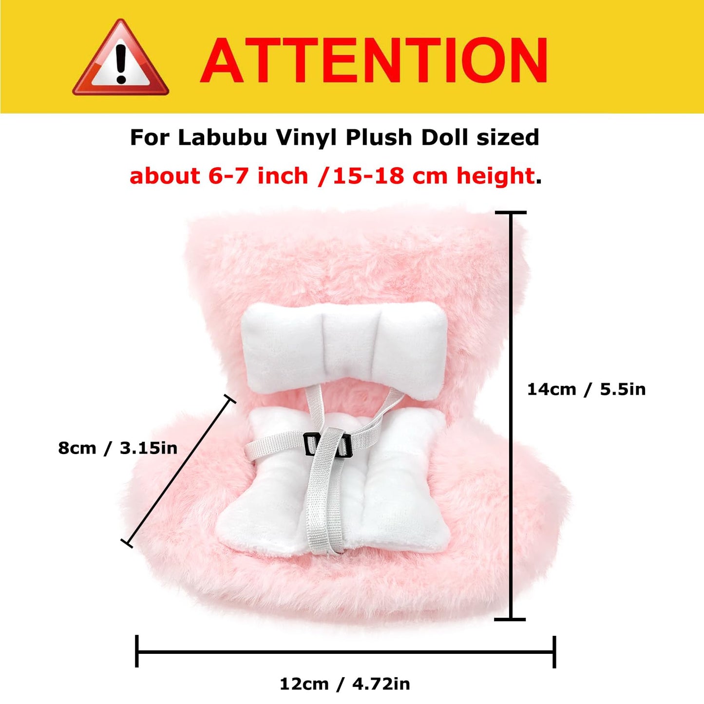 Transwon Car Seat Vent Clip for LABUBU, Seat Chair Carseat Accessories with Flurry Seat Cushion Compatible with Tesla and All Ot