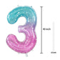 Gifloon Large Number 3 Balloon - 40 Inch Nylon Decoration, Space Gradient Color for 3rd Birthday Party