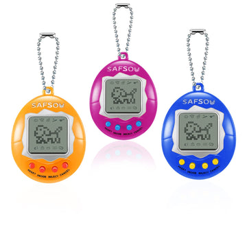 Safsou 3 Pieces Of Virtual Electronic Digital Pet Keychain Keychain Electronic Pet Nostalgic Virtual Digital Pet Retro Handheld 