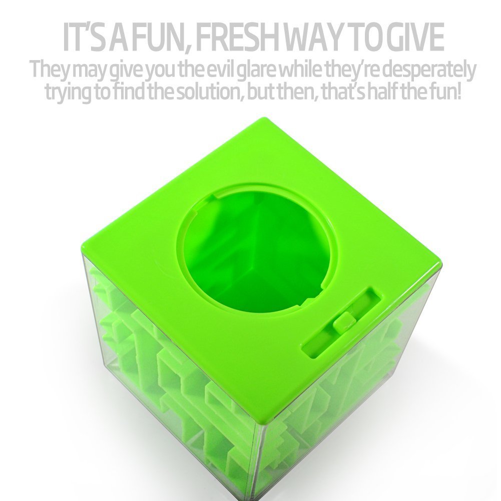 Trekbest Money Maze Puzzle Box - A Fun Unique Way To Give Gifts For Kids And Adults (Green)