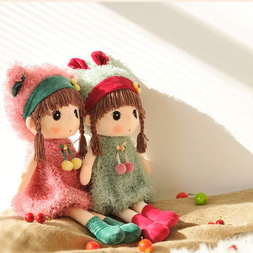 Plush Baby Doll Girl With Clothes, 17.7 Sweetheart Rag Doll Cozy Cuddle Soft Baby Doll For Kids Babies,Plush Stuffed Toy With Hat Skirt Plush Toy Baby Girls Sleeping Partner Doll Xmas Birthday Gift