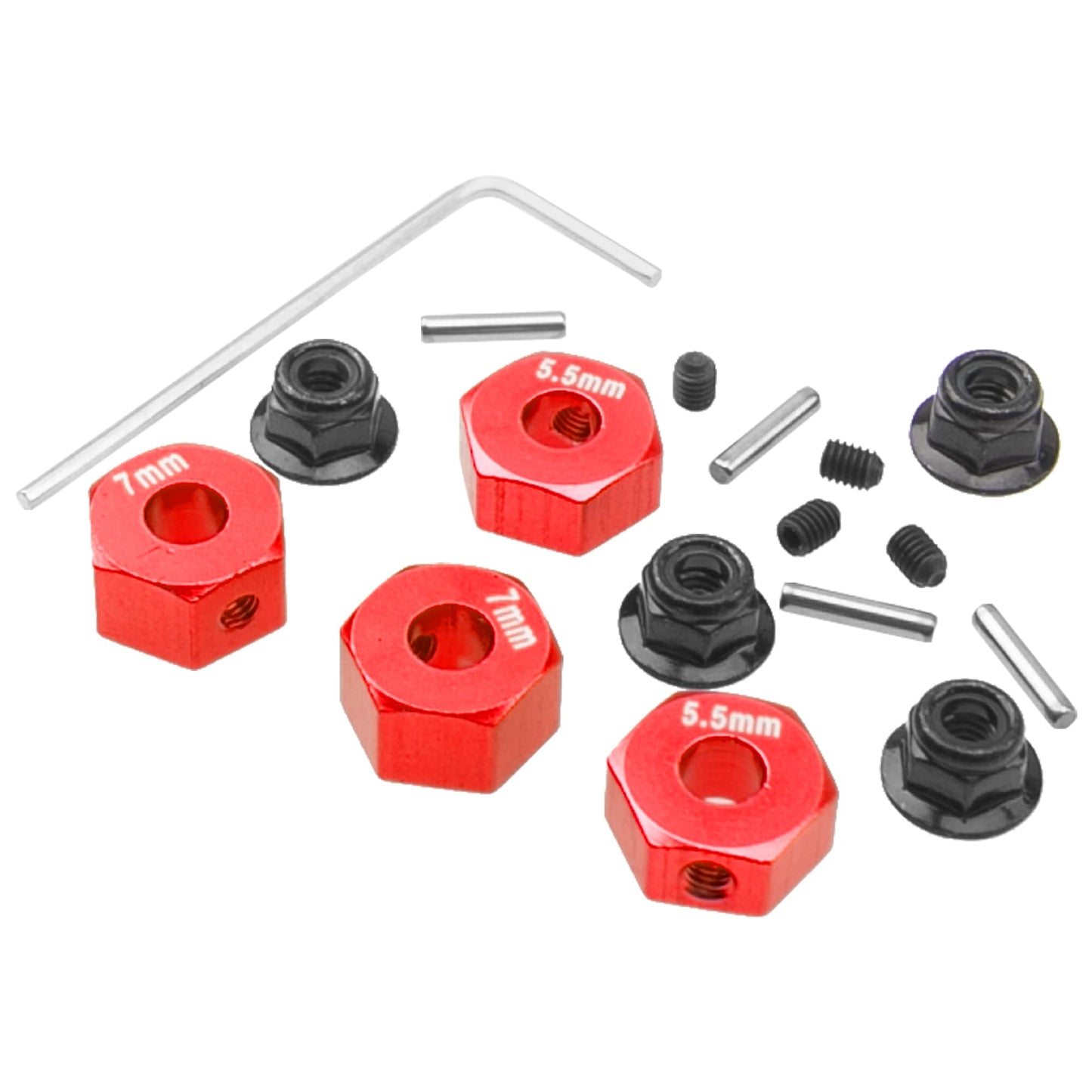 Sharegoo Aluminum 12Mm Hex Wheel Hubs Hex Adapter & Flanged Lock Nuts Compatible With Traxxas 2Wd Slash Rustler Stampede 1/10 Rc