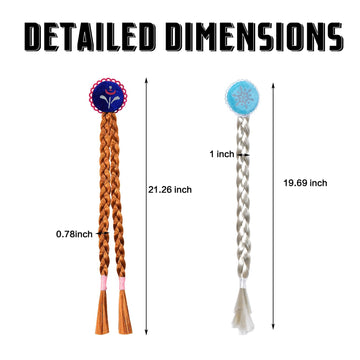 Tatibana Braided Wigs Hair Clip For Kids, 21.6 Inch Braid Hair Extensions For Kids Hair Extension With Snowflake Decoration For