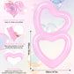 Whaline 3Pcs Inflatable Heart Pool Float Pink Swim Heart Shaped Pool Rings Float Loungers Tube For Summer Pool Beach Bachelorett