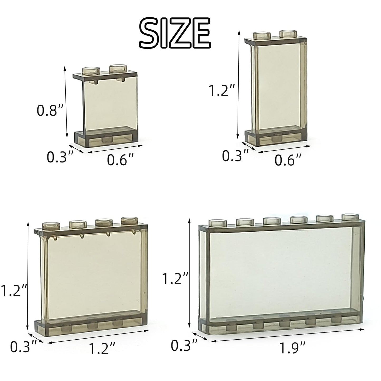 Zhx 72Pcs Clear Transparent Window House Building Brick Toy Classic Flat Plates Pieces And Parts Block Compatible With Major Brands (Black Mix)