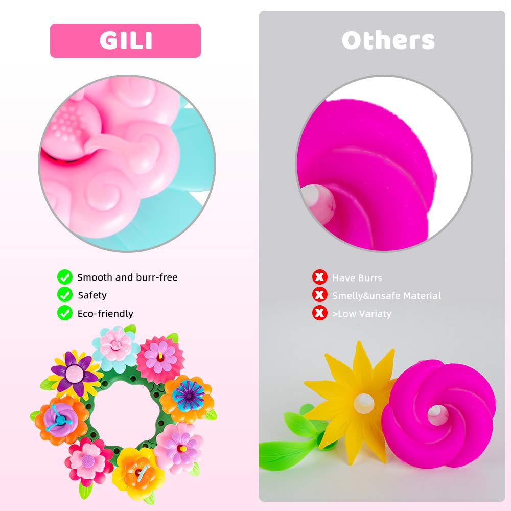 Gili Flower Garden Building Stacking Toys - Build A Bouquet Sets For 4 5 6 Year Old Toddler Girls Arts And Crafts For Little Kids Age 3Yr Up Best Top Christmas Birthday Gifts For Creativity Play